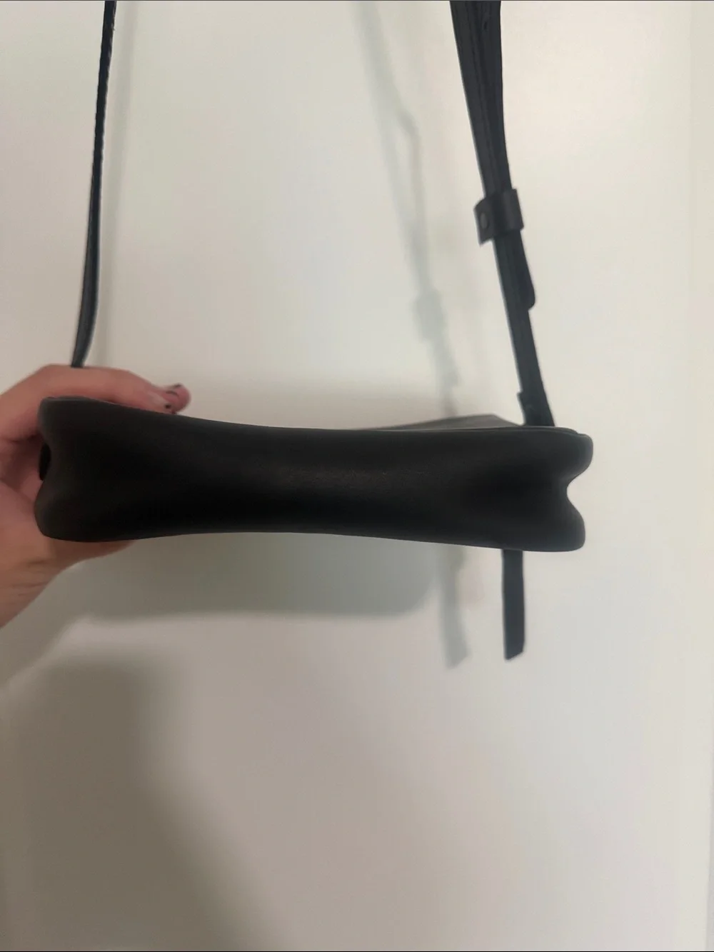 Portland Leather Black Crossbody Camera Bag with Gold Hardware